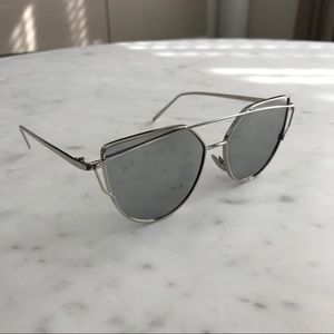 Silver Cat Eye Mirrored Street Fashion Sunglasses